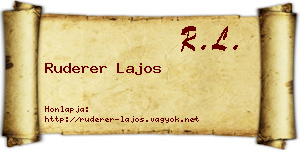 Ruderer Lajos névjegykártya